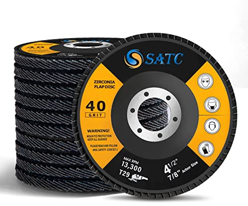 S SATC Flap Discs 4-1/2 Inch 40 Grit Zirconia Grinding Wheel Type 29 Abrasive Discs Flap Wheel for Angle Grinder - 20 Pack