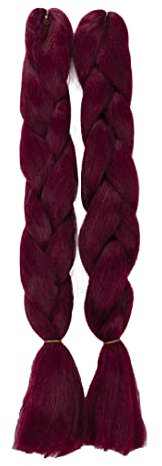 CAISHA 2 Teile Set 60cm Braids Extensions Crochet Haare Jumbo Haarverlängerung Geflochtene Zöpfe Haarteil Weinrot BE110