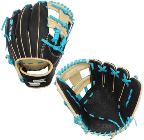 SSK Z5 Craftsman Infield Baseball Glove – 11.25” - 11.5” - 11.75” - 12” – Right & Left Hand Throw (Black/Camel/Electric Blue, 11.5 - Right Hand Throw)