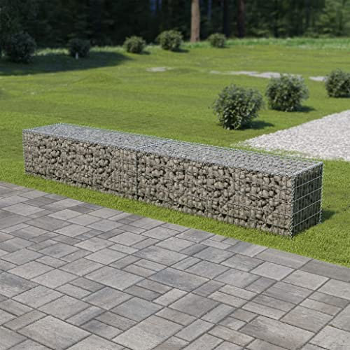 Steingabionen Gabione Steinkorb mit Deckeln Wand Drahtkorb Mauer Gabionen Gabionenwand, Drahtkorb Mauer Säule Säulen Verzinkter Stahl 300x50x50 cm