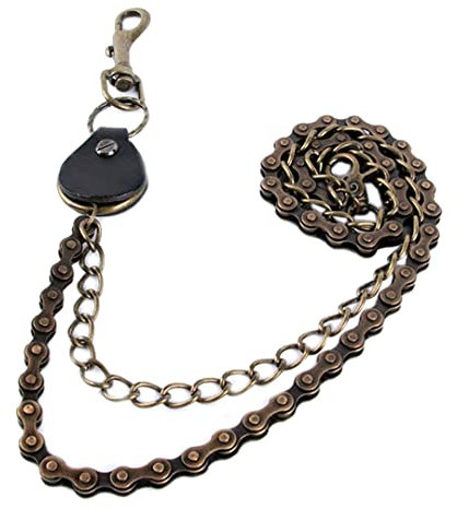 1 Pack 2 Layer Leder Tag Hosen Kette Fahrrad Kette Gürtel Ketten Hip Hop Punk Geldbörse Tasche Kette Taillenkette für Männer Frauen, Einheitsgröße, Nicht-Edelmetall, Ohne Edelstein