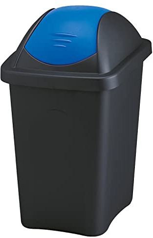 Home Centre 30L Swing Lid Recycling Bin Colour Code Management Blue-Black | Kitchen plastic bin, general waste and recycling, office storage, made in Italy, 30L trash container