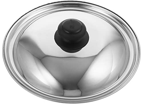 Housoutil Stainless Steel Frying Pan Lid Pot Cover 24cm Metal Pan Lid Suitable for Woks Saucepan Cooking Random Style