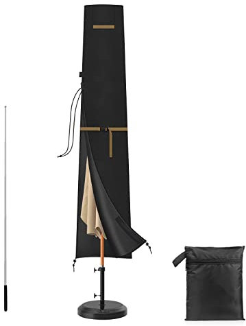 VANSHEIM Patio Umbrella Covers,Garden Umbrella Covers Waterproof with Zip and Extendable Rod, Heavy Duty Oxford Fabric Outdoor Umbrella Cover for Ø 2 to 3m Garden Parasol 200x30/40cm