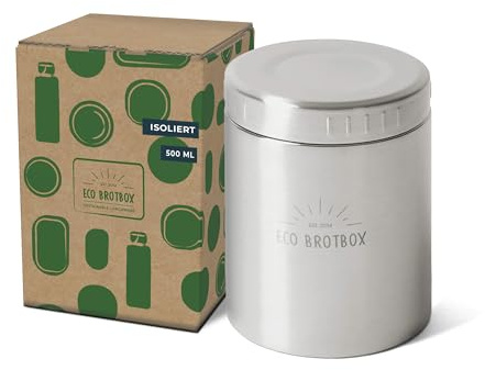 ECO Brotbox | BO+| Thermobehälter für Essen BPA frei - Warmhaltebehälter aus Edelstahl auslaufsicher - Wärmebehälter für Speisen - Lunchbox Thermo 0,5L