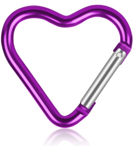 Moschettone a Forma di Cuore, Moschettone di Sicurezza in Lega di Alluminio Clip di Sicurezza Fibbia da Campeggio per Escursioni, Arrampicata, Campeggio, Trekking (Viola)