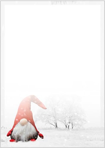 Briefpapier Wichtel DIN A4 - Papier Weihnachten - 20 Blatt - Motiv Nr. 011 | 80g/m²