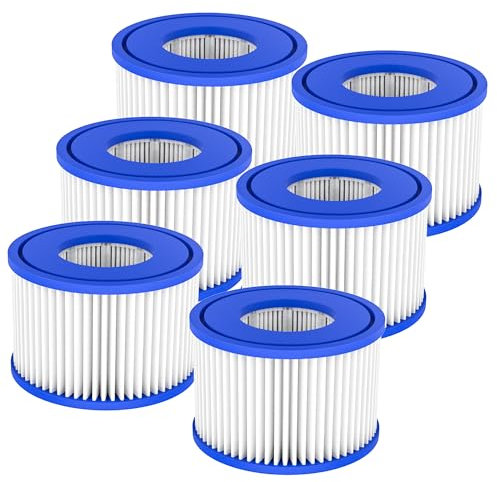 WWD POOL Confezione da 6 filtri di ricambio per vasca idromassaggio tipo VI compatibile con pompa per piscina, filtro Lay-Z-Spa, Intex, vasca idromassaggio gonfiabile, Coleman SaluSpa 90352E, 58323E