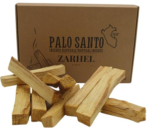 ZARHEL 8893 Palo Santo Purificazione, 10 Legnetti XL di Incenso Naturale, Bastoncini Incenso per Meditazione, 100% ecosostenibile dal Perù (10)