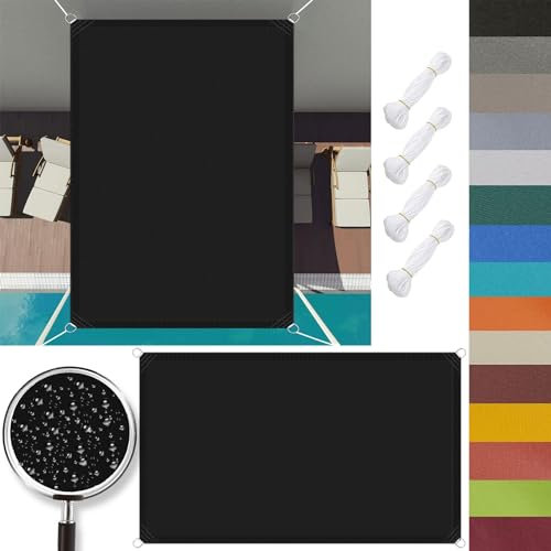 Voile d'ombrage Rectangulaire 9.5 x 10 m Rectangulaire Voile Ombrage Protection des Rayons UV Bâche Dombrages pour Patio Être Applicable Jardins, Noir