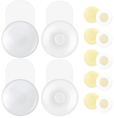 Kiiwah 2 Paar Silikon Klebe BH Push Up, Durchsichtig Trägerlos Klebe BH Rückenfrei, Nippelpads Sticky Bra Wiederverwendbare, mit 5 Paar Einweg Nipple Covers (8.5cm)
