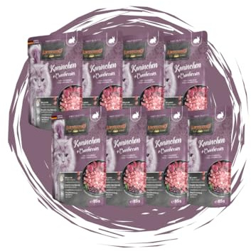Leonardo Frischebeutel 8x85 g - Katzenfutter - Nassfutter - Multi Bundle - Sparpaket - Verschiedene Sorten (8x85 g Kaninchen + Cranberries)