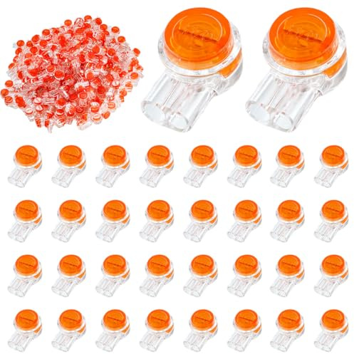 Selyse 200 Stück UY Einzeladerverbinder K1 - Wasserdichte Jelly Crimp Kabelverbinder für Telefon- und Signalkabel, 2-Port/2-Kern Anschluss (Orange)
