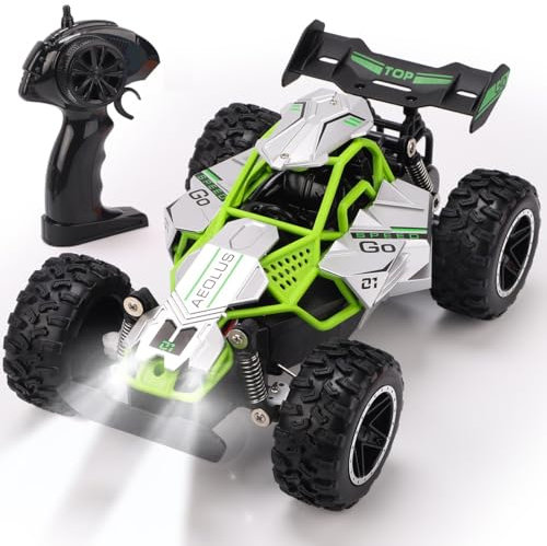 RUIDYA Remote Control Cars, 2.4GHz 1:18 Scale Off-road RC Race Car Toy for Kids Age 4+ with LED Light, Rechargeable High Speed All Terrain RC Drift Vehicle, 4 5 6 7 8 Year Old Boys Girls Birthday Gift