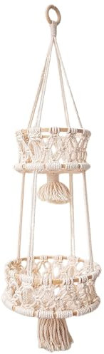 Boho Decor Hanging Plant Holder, Wall Hanging Cotton Baskets, 1/2/3 Tier Decorative Hanging Baskets for Wall, Nursery Wall Basket Cotton Rope Hanging Fruit Basket, Indoor Planter
