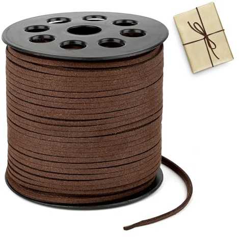 91 m x 2.6 mm Lederband, Lederschnur Veloursleder, Basteln Lederbänder | Braun Faux Wildleder Schnur für Ketten DIY Armband Halskette Schmuck Handwerk