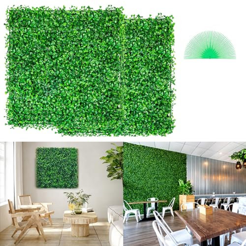 VEVOR Artificial Boxwood Panels,12PCS 10x10 inch, Artificial Grass Backdrop Wall Boxwood Hedge Wall Mat, Privacy Hedge Screen UV Protected for Outdoor Indoor Garden Fence Backyard