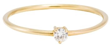 AMDXD Echte Goldschmuck Eheringe Gelbgold 14K, Zart Solitärring Hochzeitsring mit Moissanit, Au 585 Bandringe, Gr.54 (17.2)