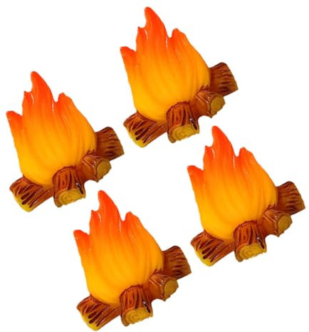 VICASKY 4stücke Miniatur-Lagerfeuer-Modell Für Puppenhaus Realistisches Dekor Künstliches Feuer Aus Harz Lagerfeuer-Dekoration Für Mikro-Landschaft