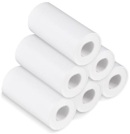 Rouleau de Papier Thermique Blanc de 56 Mm, imprimé Transparent Premium, Pulpe en Bois Pur avec Imprimante D'étiquette, Recharge de Caméra Instantanée, Rouleaux de Papier (6 rouleaux)