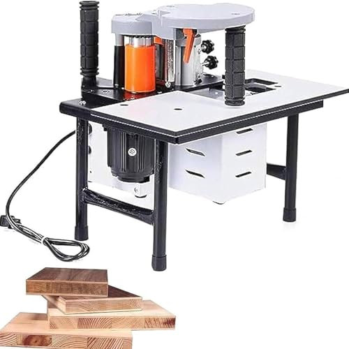 WEIZIIA 1200W Automatische Kantenanleimmaschine, doppelseitig klebende Kantenanleimmaschine für die Holzbearbeitung, Kantenanleimmaschine für Holz/PVC, für die Holzbearbeitung,White