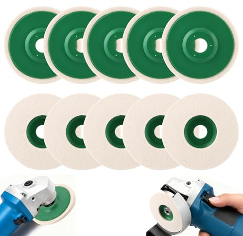 JMIATRY 10 Stück Polieraufsatz Winkelschleifer 125mm, Polierscheibe Winkelschleifer, Wolle Polieraufsatz für Metalle, Glas, Keramik, Marmor, Auto