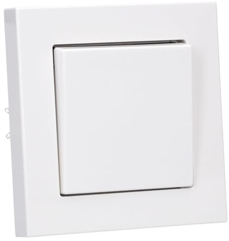 JUNG Serie A Wechselschalter Set Alpinweiß | mit 506U Wippschalter Universal, A590WW Wippe für Schalter/Taster, A5581BFWW Rahmen 1-fach