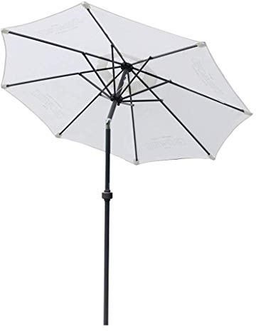 Petit Parasol de Soleil extérieur 1,8 m Blanc Tiltable Parasol Round Patio Balcone
