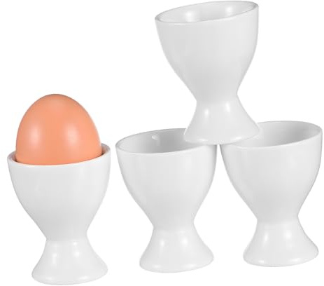 Alipis Juego De 4 Hueveras De Cerámica Resistentes Para Huevos Duros, Soporte Individual Para Huevos Pequeños, Diseño Moderno y Práctico Para Cocina y Desayuno