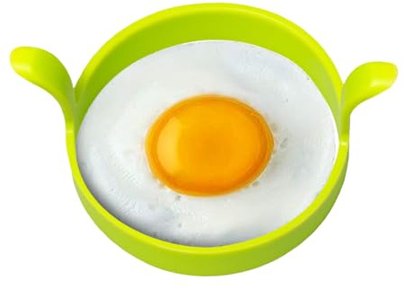 Silicone Egg Ring - Round Fried Egg Mould, Heat Resistant Reusable Roasting Egg Ring, Cooking Aids for Pancakes, Muffins and Breakfast Wipes, Easy Cooking Kitchen Utensils, 11.5 x 8 x 5 cm