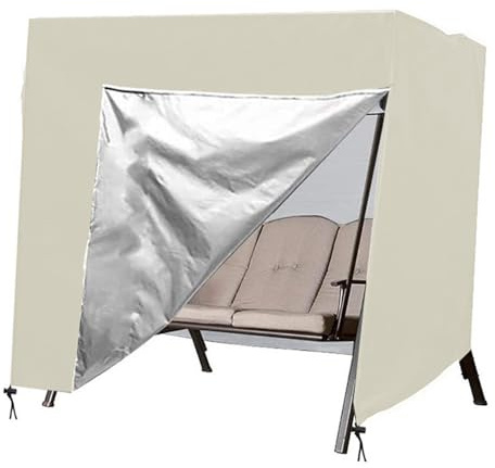 Funda impermeable para columpio Hollywood 210D Oxford de 2 y 4 plazas, protector con cremallera, protector de muebles de exterior, tamaño: 160 x 120 x 170 cm, color beige