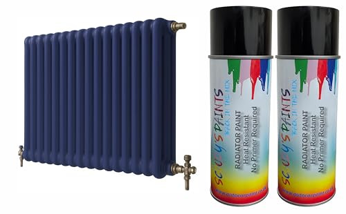 Radiator Aerosol Spray Paint Heat Resistant To 100ºC - Quick Air Drying No Primer Needed anti rust moisture resistant Metallic and Solid Colours (Admiral Blue)