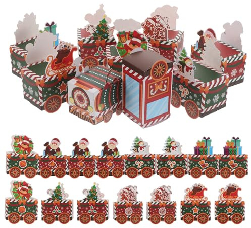 VALICLUD Calendario Avvento Forma di Treno Contenitori Dolcetti Vuoti Fai da Te per Decorazioni Natalizie e Conta Giorni di Natale