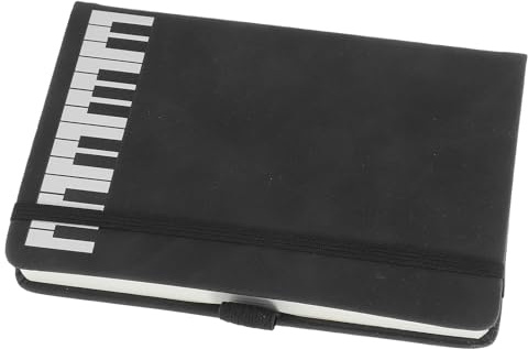 FUNOMOCYA A6 Notizbuch mit Klavier Design PU Leder Einband Glattes Papier Musikkompositions Notizheft für Musiker Studenten und Büro Tragbares Tagebuch mit Lesezeichen