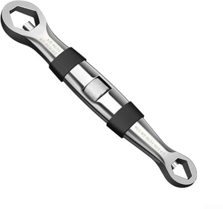 Jotekonoby Clé à molette multifonction à double extrémité, construction en acier haute résistance pour réparation automobile et plomberie, argent