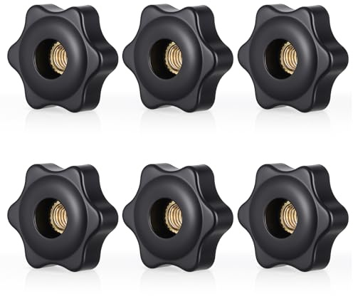 SHENLIU 6 tuercas con mango de estrella M6, tornillo moleteado de estrella, tuerca moleteada de 32 mm, rosca interior, botón de sujeción, tuercas de agarre para la industria mecánica, muebles, equipos