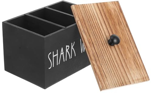jojofuny Pot à Ail en Céramique Noir Couvercle en Bois, Conserveur D'ail et Oignons Cuisine, Boîte de Rangement Multifonction 1 Pièce, Organiseur Cuisine pour Conservation Fraîcheur