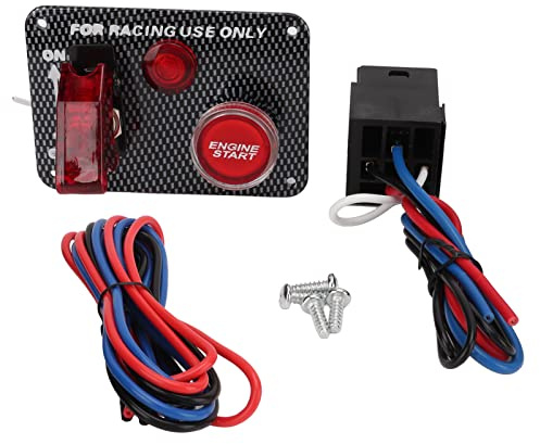 Panel de Interruptores de Encendido 12V 40A, Kit Universal de Aleación de Aluminio Fibra de Carbono Estilo Racing - Alta Durabilidad, Instalación Fácil, Ideal para Automóviles y