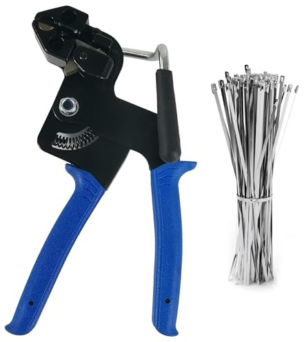 Metal Tie wrap Gun, 100 Pcs 4.6 * 300mm Stainless Steel Cable Ties, Stainless Steel Cable Tie Gun, Metal Cable Tie Gun