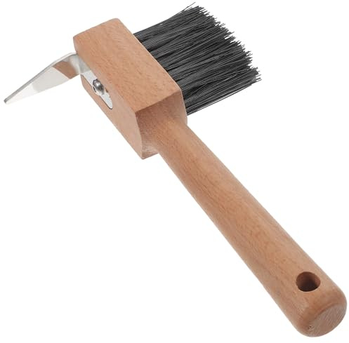 BESTOMZ Hufbeschlagwerkzeug Pferde Tragbarer Hufkratzer mit Holzgriff Edelstahl Hufreparaturwerkzeug zur Hufpflege und Hufbeschlag