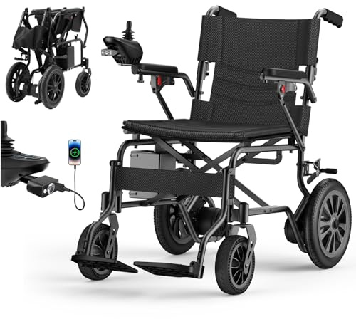 [New Upgrade] Electric Wheelchair for Adults, Foldable Electric Wheelchairs for Seniors, Lightweight Power Wheelchair with 350 lbs Weight Capacity for Travel Home Indoor&Outdoor Airline Approval
