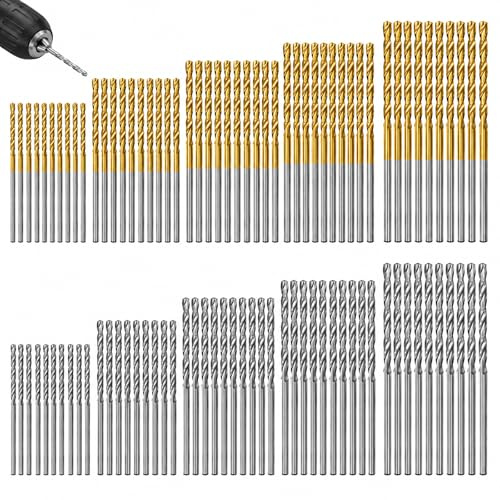 100pcs Mini Twist Drill Bit Set 1mm/1.5mm/2mm/2.5mm/3mm for Dremel | High-Speed Round Shank Titanium Coated HSS Twist Drill Bits for Metal Aluminum Alloy Wood Plastic DIY Crafts
