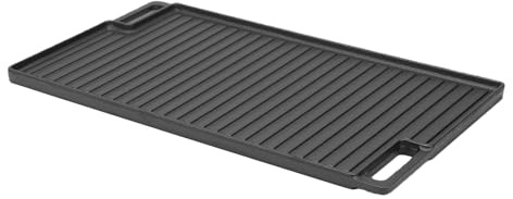Bewinner Bistecchiera in Ghisa a Doppia Faccia con Griglia Reversibile, Piastra Superiore Piatta Rettangolare con Maniglie per Piano Cottura, Forno, falò, Barbecue - Riscaldamento Uniforme e