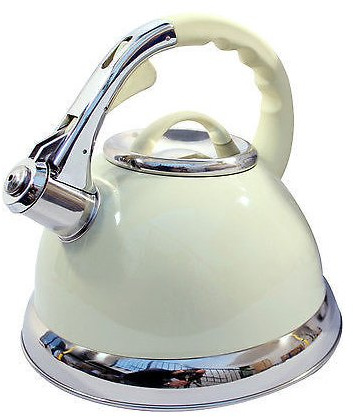 3.5L Cream Stainless Steelwhistling Kettle - Suitable for Fishing, Camping, Hiking, Indoor & Outdoor | Camping Kettle for Gas Stove, Electric Stove, Camp Fire - Fast Boil, Phenolic Handle