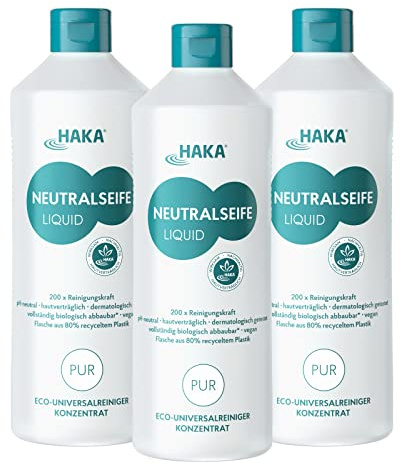 HAKA Neutralseife Liquid, Allzweckreiniger, 3x 1 L, pH-neutrale Reinigung