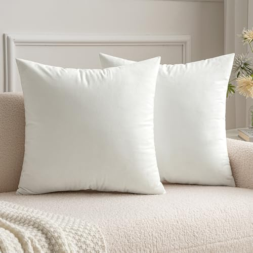 MIULEE 2er Set Kissenbezug Kissenhülle Dekorative Dekokissen Sofakissen Quadrat Wurfkissenbezug mit Verstecktem Reißverschluss Sofa Schlafzimmer 16x16 Zoll 40x40 cm Reines Weiß