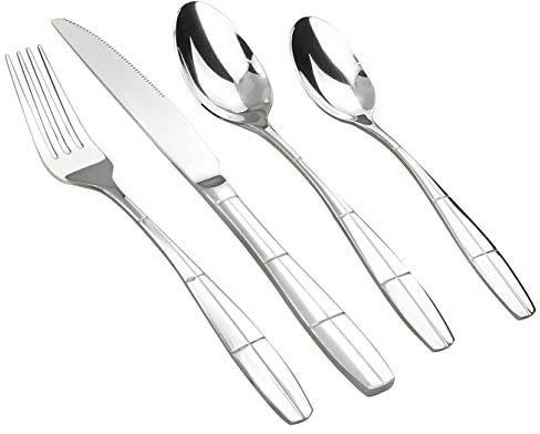 Ikando 24 Pieces Stainless Steel Cutlery Set, Kitchen Flatware/Dinnerware Spoon Fork, Set for 6