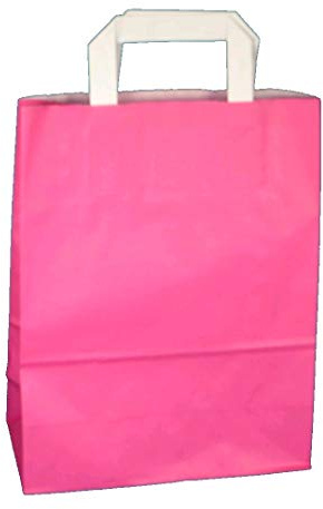 250 Papiertragetaschen Papiertüten Einkaufstüten Tragetaschen Papier 70-80g/m² mit Papier Flachhenkel Rosa Pink 3 verschiedene Größen zur Auswahl (32+12x40cm)