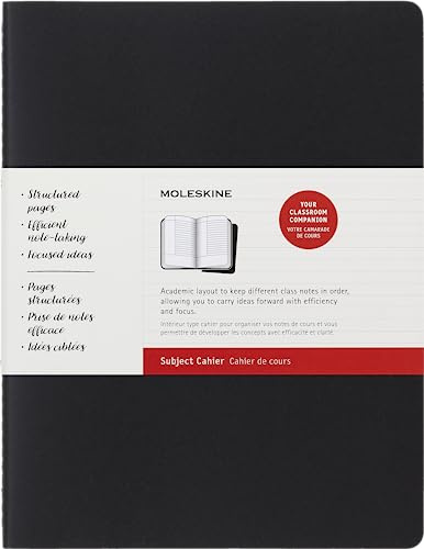 Moleskine Subject Cahier Journal Set di 2 Quaderni per Appunti, Copertina in Cartoncino, Layout Accademico, Formato XXL 21.6 x 27.9 cm, Nero/Rosso Mirtillo, 160 Pagine