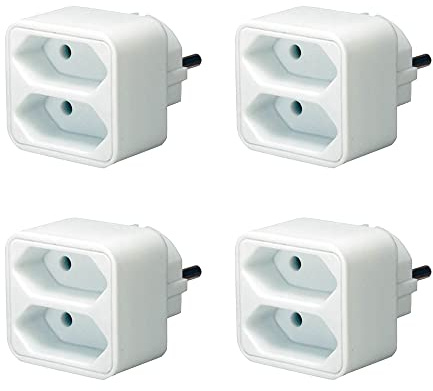 Brennenstuhl Mehrfachsteckdose (Steckdosenadapter 2-Fach Eurosteckdose mit erhöhtem Berührungsschutz) weiß (Single, 4 Stück)